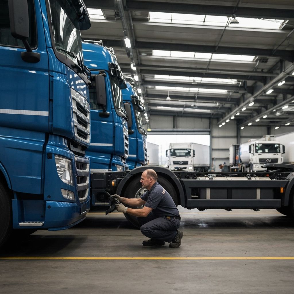 Fleet vehicles being maintained